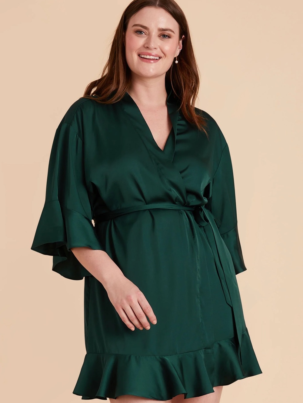 NWT Birdy Grey Kenny Ruffle Robe | Emerald | 1x/3x